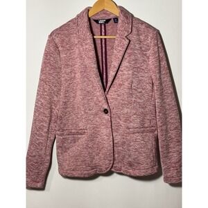 LANDS' END Knit Single Button Blazer Jacket‎ Heather Pink Women's M 10-12